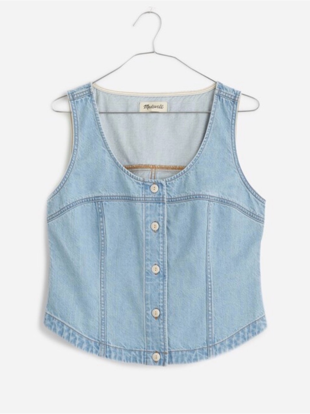 NWT Madewell denim button front top/vest light wash size 2